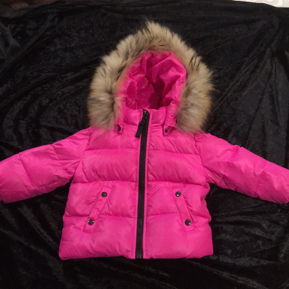 Girls 12-18 month SAM puff jacket w/real fur hood